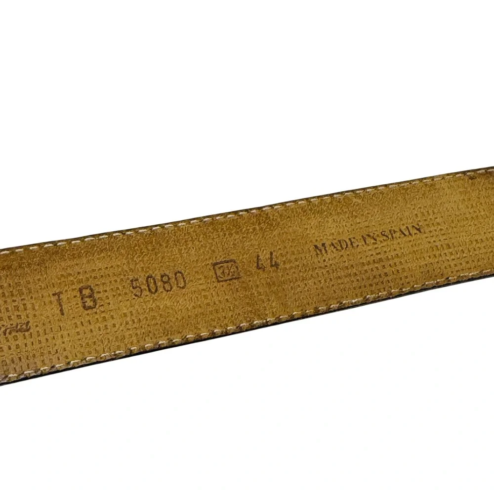 Tommy Bahama Leather Canvas Belt Men's Brown‎ Tan Size 44 Spain Classic Casual